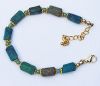 Armband kolomkralen 12-13x10x8mm Lapis Lazuli met Chrysocolla. 19cm.