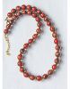 Ketting rood gevlamde 12mm resin kralen, 52cm