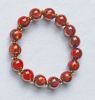 Armband 12mm rood-bruin gevlamde resin kralen,20cm