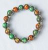 Armband 12mm multikleur gevlamde resin kralen, 21cm