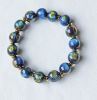 Armband 12mm blauw gevlamde resin kralen, 20cm