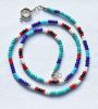 Ketting Miyuki 4mm rocaille kralen blauw, groen, rood, wit, zilver. 60cm.