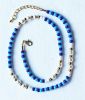 Ketting blauwe 4mm Miyuki kralen en imitatie pareltjes, 44cm.