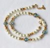 Ketting satijnwitte glasparels met lampwork kralen