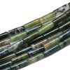 Mos Agaat kolom kralen 13~14x4~5mm. Per 4 stuks.