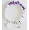 Armband Amethist, Rozekwarts en Bergkristal, rozekwarts  hartje