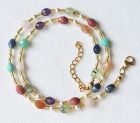 Ketting facetgeslepen gemengde edelsteen kralen, 50cm.